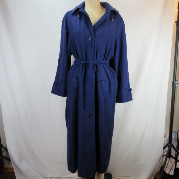 Kristen Blake Jackets & Blazers - Kristen Blake Blue Hooded Rain Coat Trench Coat